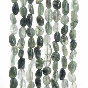 Green Mutilated Quartz Free Form Pebble Nugget Granule Chip Gemstone Bead Strand Approx 6x9mm  (15.5 Inches Long)