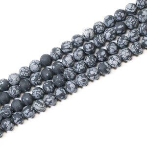 Smooth Round Matte Snowflake Obsidian Strand (16 Inch Strand) (4mm,6mm,8mm)