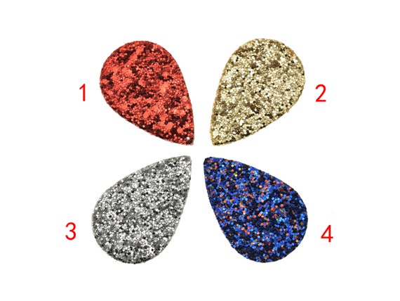 55x36mm Double Sided Faux Glitter Leather Teardrop Pendants