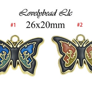 26x20mm Oro Esmalte Mariposa Charm
