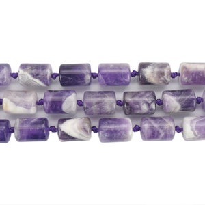 14x19mm White Purple Agate Cylinder Bead Strand (16 inches Long)