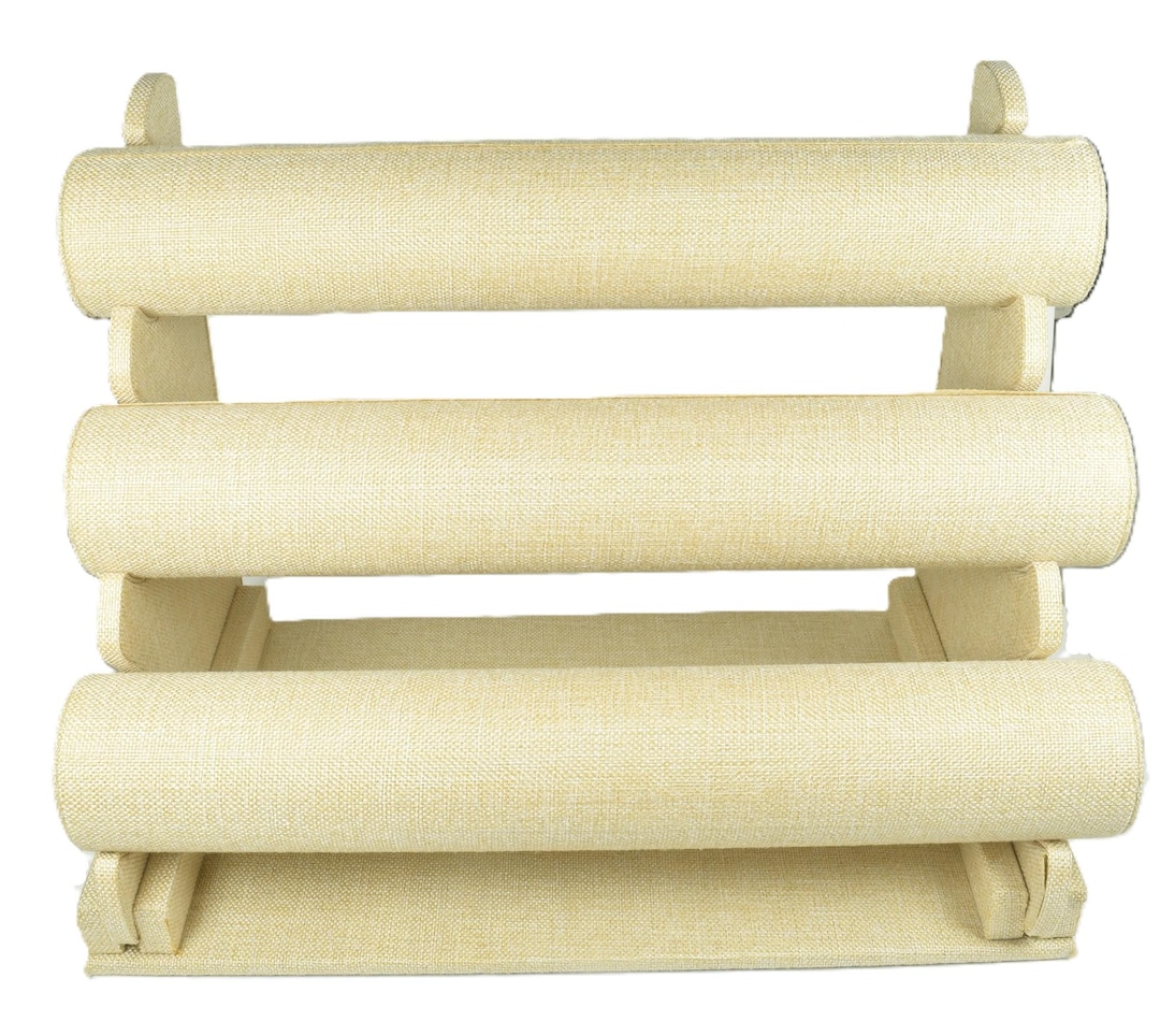 Bangle Rack Linen Bracelet Holder Stand, 3 Tier T-bar Jewelry Display Rack for ...