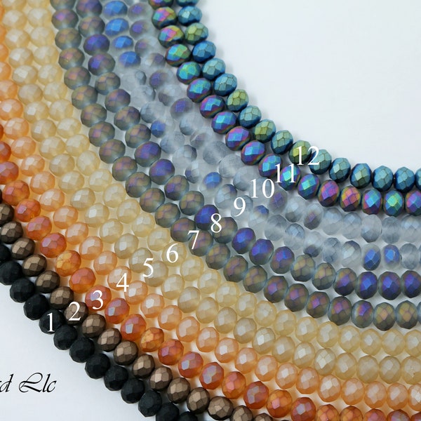 6x4mm Faceted Angelic Frosted Crystal Rondelle Bead Strands (15.5 Inches Long)