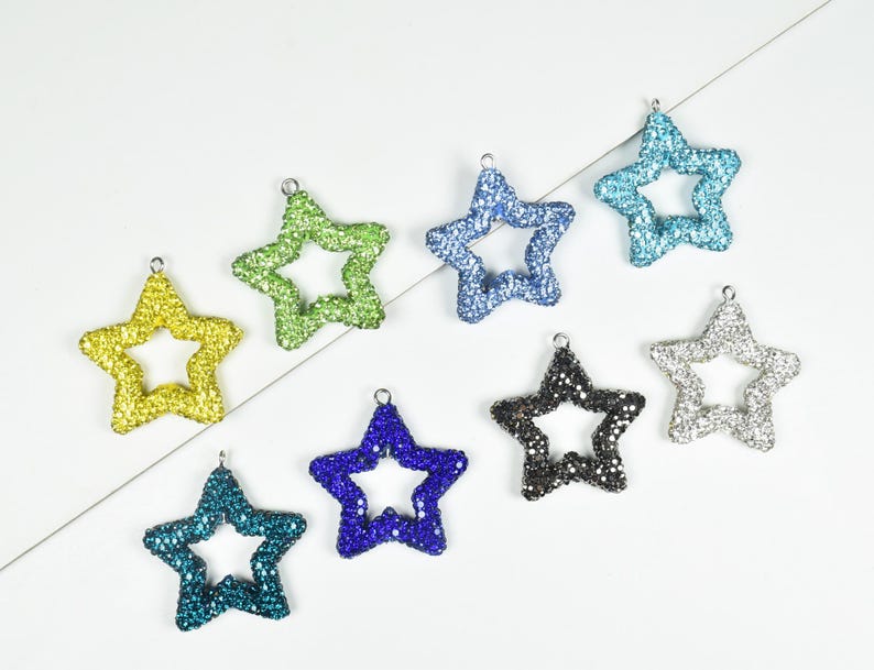 Star Rinstones 35mm Pave Crystal Rhinestones Star Pendant - Etsy