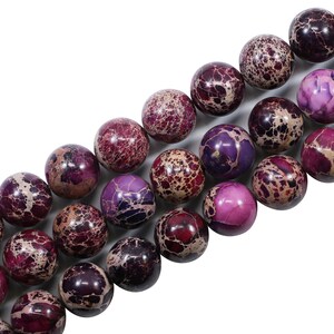 Purple Sea Sediment Jasper Round Bead Strand (16 Inches Long)