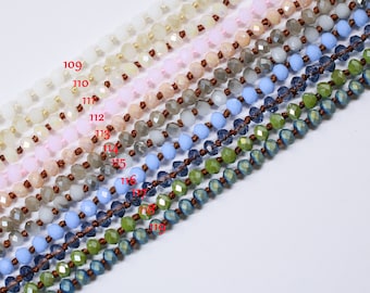 6x4mm Handmade Double Knotted Crystal Necklace 60 Inches Long Knotted Necklace (3)