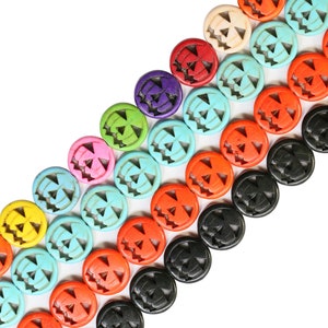 Halloween Magnesite Pumpkin Bead Strand (16 Inches Long)(15mm & 25mm)