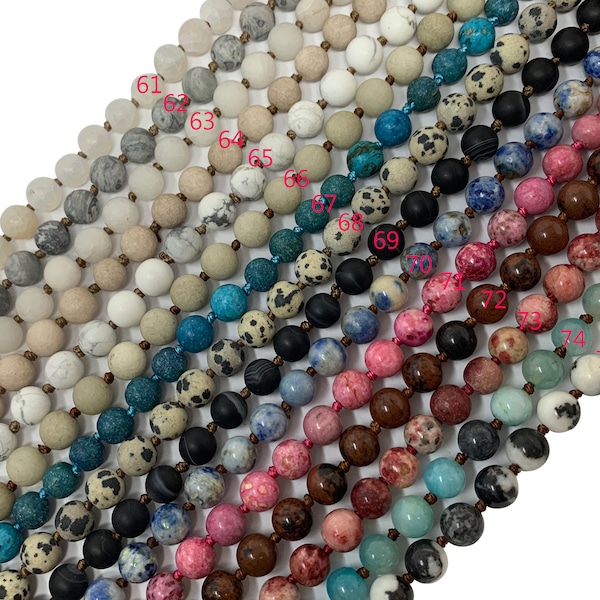 8mm Handmade Double Knotted Gemstone Long Necklaces 52 inches long / Pre-knotted Necklace- Assorted Gemstones