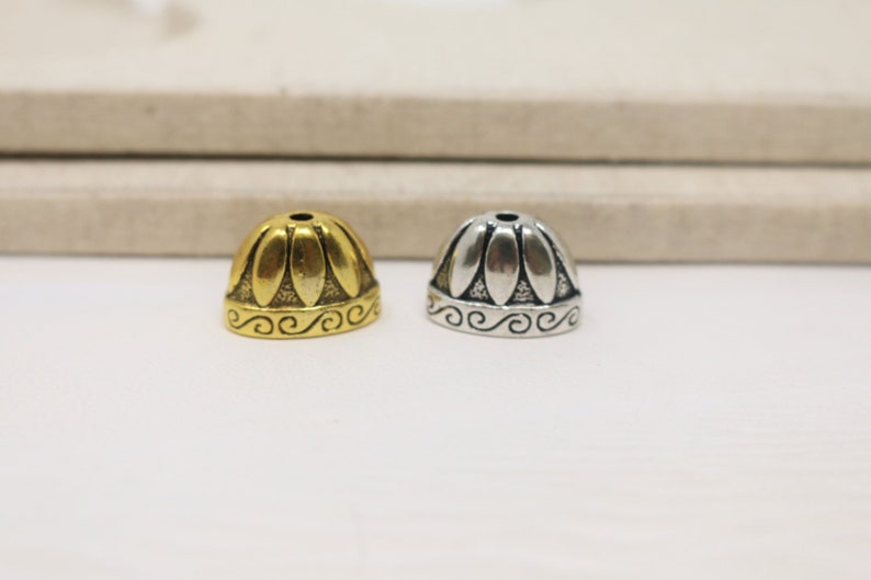 20x14x12mm Oval Lead Free Pewter Flat Cone End Cap