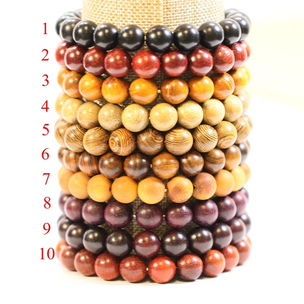 Handmade Stretchy Round 8mm Wood Bracelets (7.5 inches)