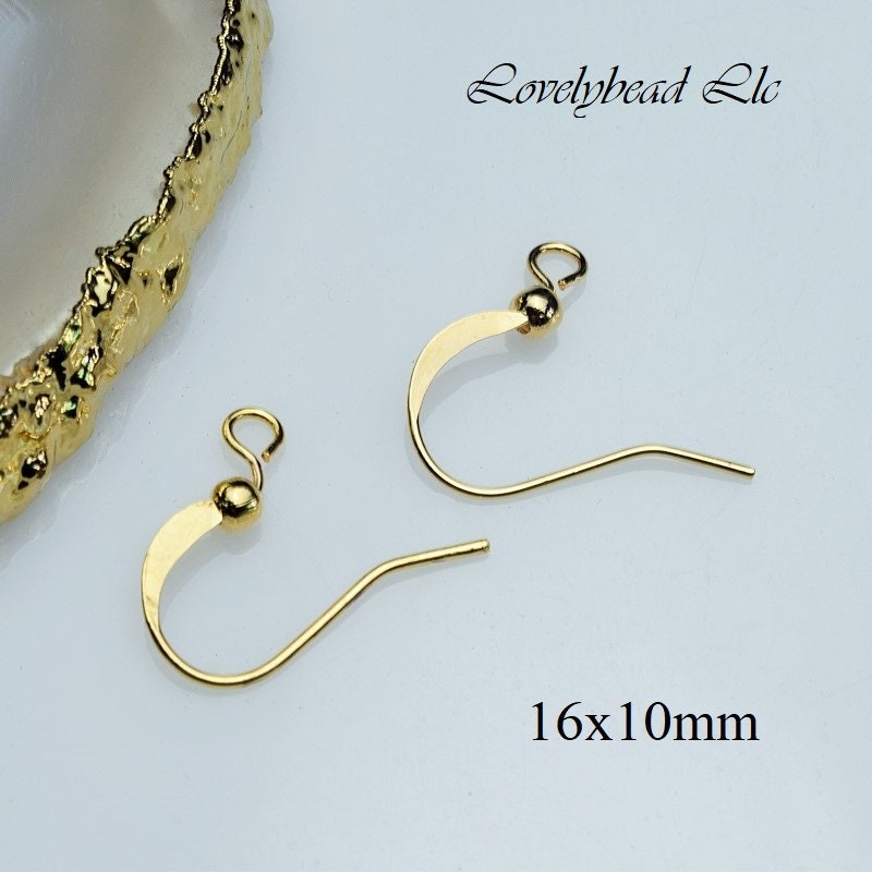 14k Gold Coded Flat With Ball Fish Hook Ear Wire -earring Fish Hook - Ear  Wire Findings (16x10mm, 14 Pcs per Order) - Etsy