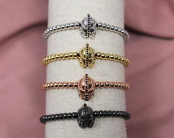 4mm Ball Chain Spartan Helmet Bracelet, Knight Helmet Bracelet, Ball Chain Helmet Bracelet, Gladiator Bracelet