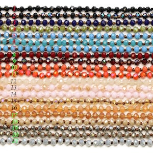 Lovely bead Handmade Long Knotted Crystal Necklaces 60 inches Long (4x3 mm)