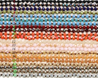 Lovely bead Handmade Long Knotted Crystal Necklaces 60 inches Long (4x3 mm)