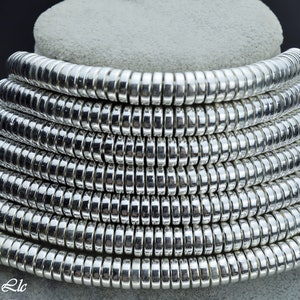 Silver Hematite Rondelle Bead Strand (15.5 Inches Long)