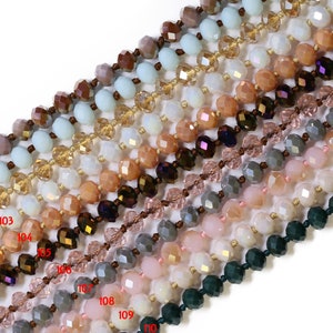 8x6mm Handmade Double Knotted Crystal Necklace 60 inches Long Knotted Necklace 2 image 4