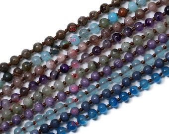 Handmade Smooth 6mm Double Knotted Gemstone (Jade) Necklaces 36 Inches Long / Pre-knotted Necklace- Assorted - Gemstones