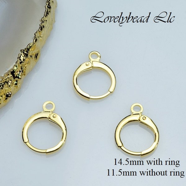 14k Gold Coded Leverback Ear Wire Findings, Leverback Earrings (14.5mm, 11.5mm, 6 pcs per Order)