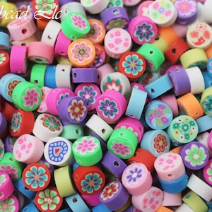 9mm Round Mix Flower Polymer Clay Bead Charm