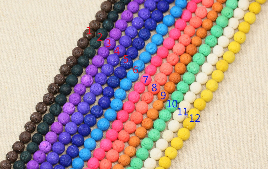 6mm Multicolor Natural Round Lava Rock Beads Color Colored Lava Beads