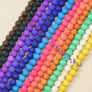 6mm Multicolor Natural Round Lava Rock Beads - Color Colored Lava Beads - Full 15.5&quot; Strands - Wholesale Pricing