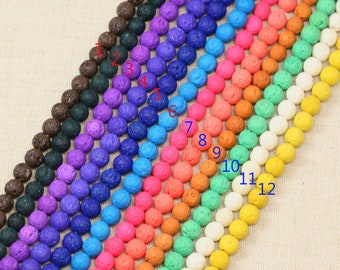 6mm multicolor natural redondo lava roca cuentas - abalorios de lava coloreado - hilos completos de 15.5 " - Precios al por mayor