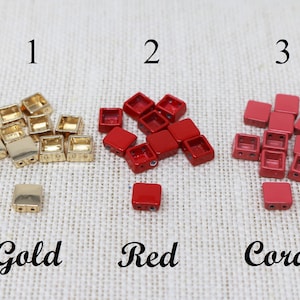8x8mm Enamel Tila Tile Beads, Square  2-Hole Beads for Bracelets, Trendy Tila Jewelry Making Supplies 3 colors Enamel Tile Beads
