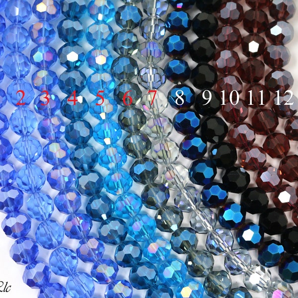 10mm Round Faceted Crystal Bead Strand