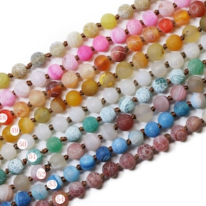 Handmade Fire Agate Double Knotted Gemstone Long Necklaces 36 inches long (6mm) / Pre-knotted Necklace- Assorted Gemstones