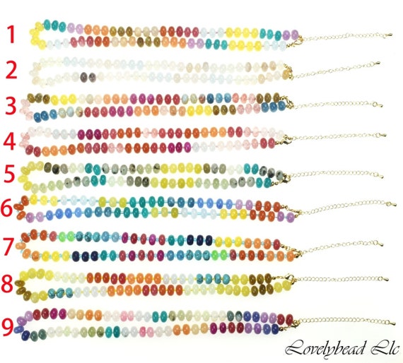 Collar De Cadena Con Cuentas De Piedras Preciosas Multicolor Cubiertas De Diamantes Pavé En Venta En España