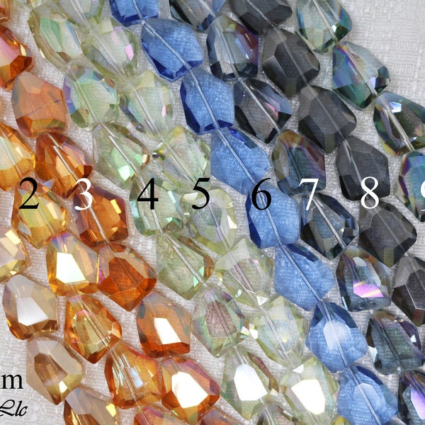 15x20mm Faceted Nugget Crystal Bead Strand, Free Form Nugget