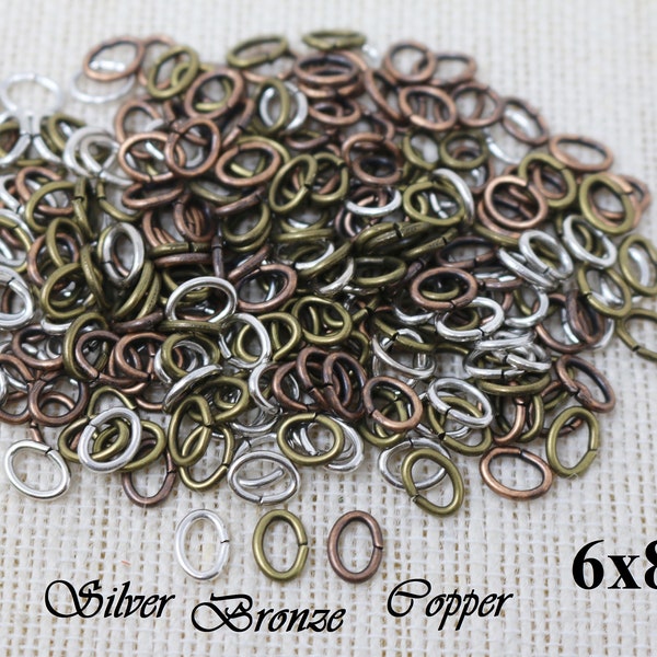 6x8mm Oval Jumpring, Oval Jump Rings Finding, Oval Split Rings (100 Pieces or 500 Pieces)