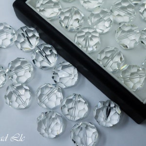 5 pcs Clear 32 Cut Faceted Round Crystal Loose Beads for Jewelry Making DIY Crafts Findings