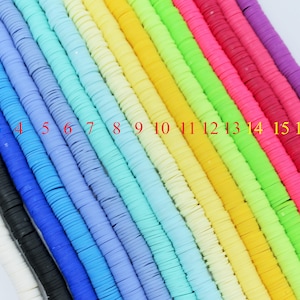 2str 8mm BEAUTIFUL Soft AFRICAN Colored VINYL Heishi Beads Clay Disc - 16 inch strand- 2 Strands Per Order- Assorted Colors