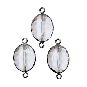 20x16mm Clear Crystal Wrapped in Gunmetal Connector