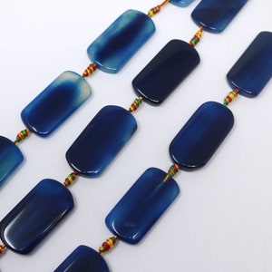 40x20mm Rectangular Blue agate Gemstone Bead Strand (14 Inches long)