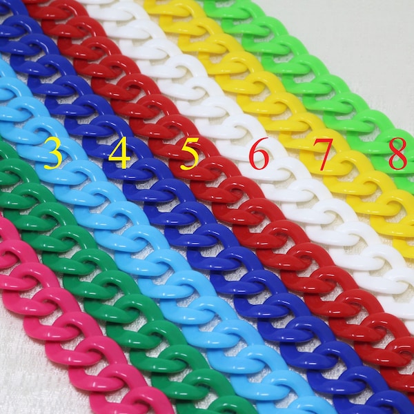 23x18mm Colored Twisted Chunky Acrylic Open Link Chain