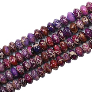 Purple Sea Sediment Jasper Rondelle Bead Strand (16 Inches Long)