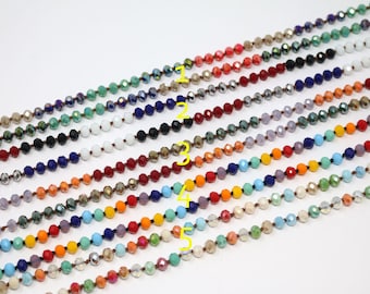 Multicolor Double Knotted Crystal Necklace, Long Knotted Necklace