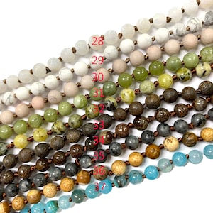 Handmade Double Knotted Gemstone Long Necklaces 52 inches long (6mm) / Pre-knotted Necklace- Assorted Gemstones(2)