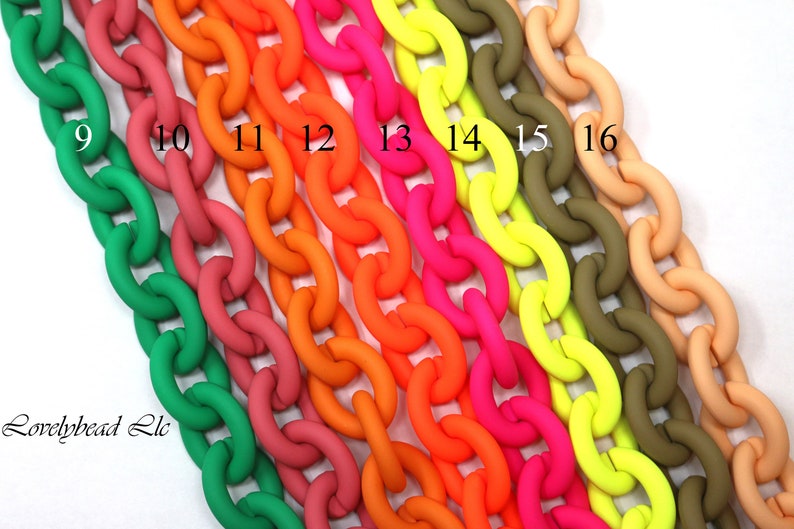 1 Foot Colored Enamel Cable Chunky Acrylic Link Chain (22x27mm) (F880 ...