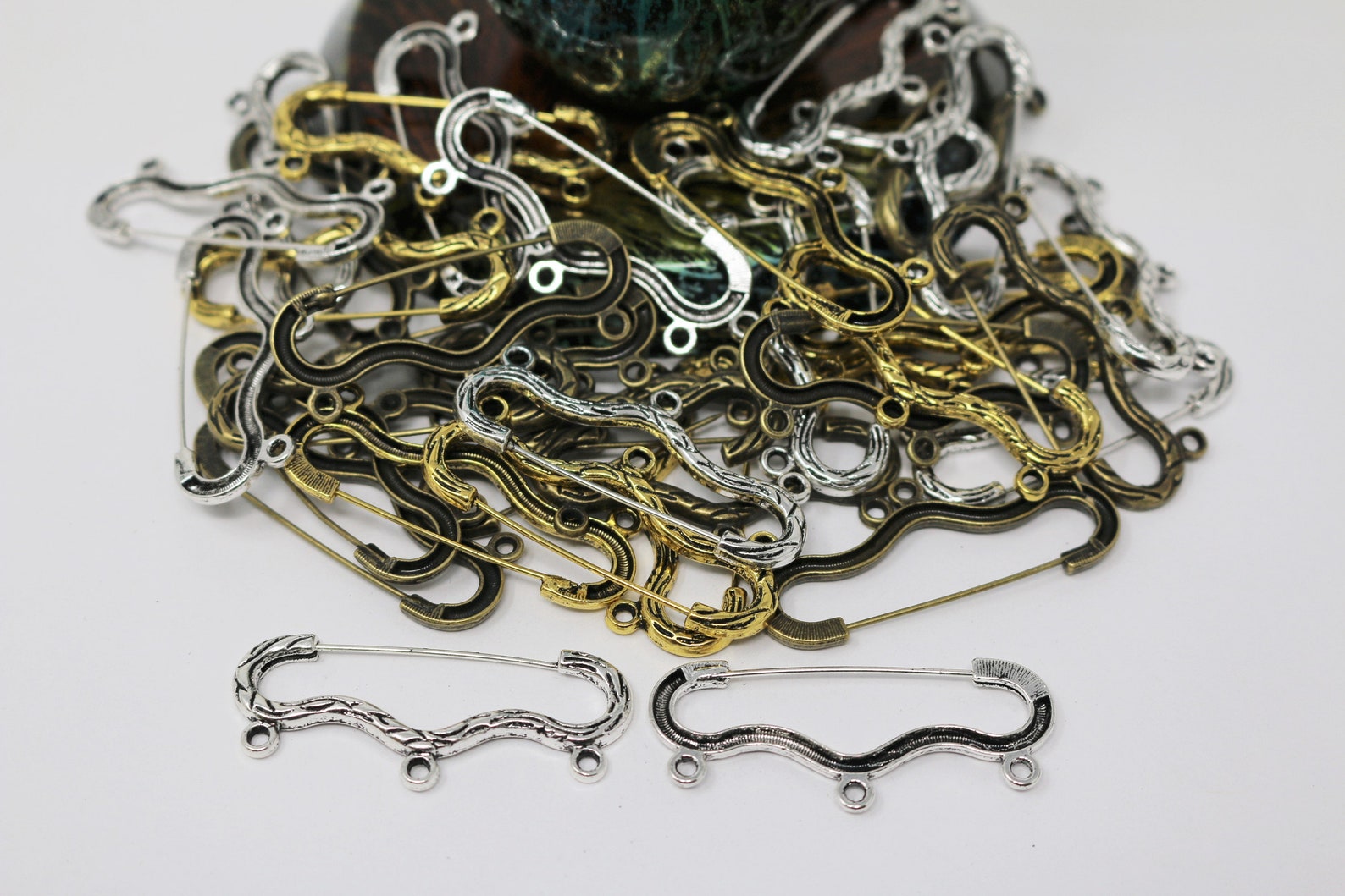 19x46mm Safety Pin Charm Holder Lead Free Pewter Charm Pendant Etsy UK