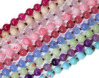 Lovely Bead Handmade Smooth 8mm Double Knotted Gemstone (Jade) Necklaces 36 Inches Long / Pre-knotted Necklace- Assorted - Gemstones(2)