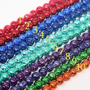 Round Electroplated Lava Rock Bead Strand (15.5 Inch Strand) in  8mm and 10mm