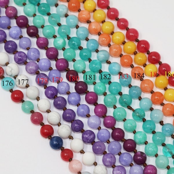 New Selection! 8mm Double Knotted Gemstone Necklaces 36 Inches Long / Pre-knotted Necklace- Assorted - Gemstones(5)