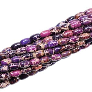 Purple Sea Sediment Jasper 6x10mm Barrel Bead Strand (16 Inches Long)