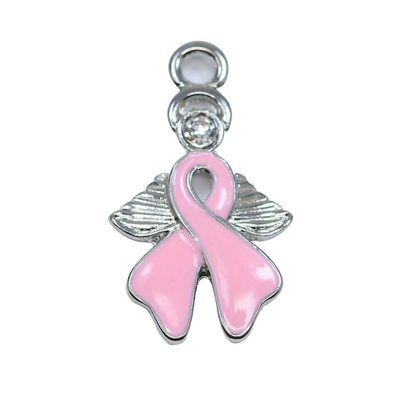 Lovely Bead Pink Ribbon Breast Cancer Awareness Angel Charm (25 mm)