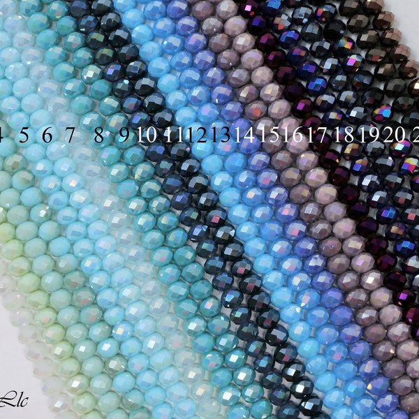 Hilos de cuentas redondas de cristal angelical facetado de 8 x 6 mm (15,5 pulgadas de largo) (1 o 10 hilos)