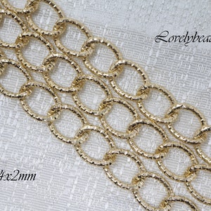 19x14x2mm Textured Twisted Gold Oval Aluminum Chain by the Foot (K12301)