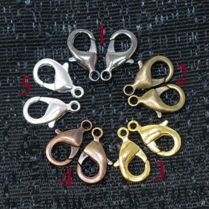 Bulk 100 Alloy Lobster Clasps 10mm, 12mm,14mm,18mm,22mm Lobster Claw Clasp